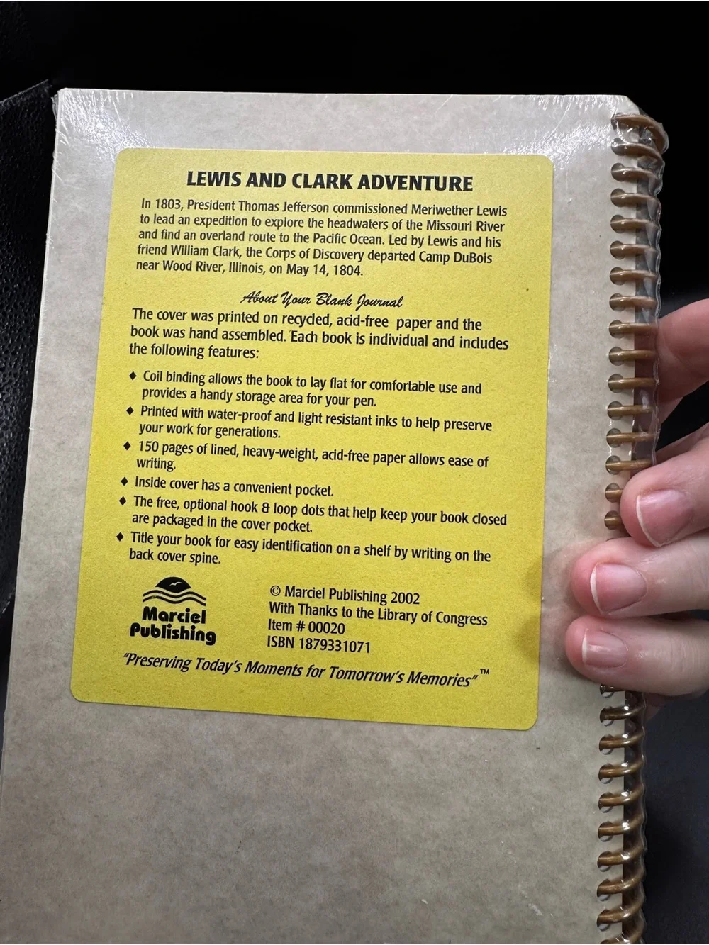 Lewis & Clark Themed Spiral Journal - Cream Map Cover